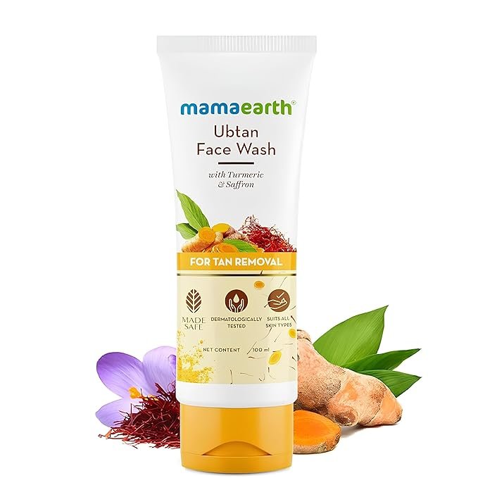 Mamaearth Ubtan Face Wash with Turmeric & Saffron – Natural Glow & Tan Removal – 100ml